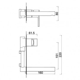 Torneira monocomando de lavatório de encastrar Perla W7, WPERLA005GO