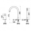 Torneira monocomando de banheira 3 furos com chuveiro Dart W7, WDART003/2