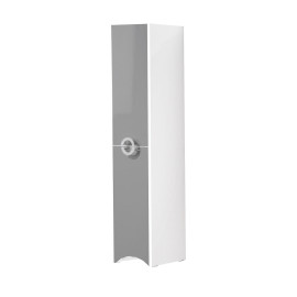 Coluna Giani 40 x 140 cm branca, gavetas em cinza, suspensa lacada