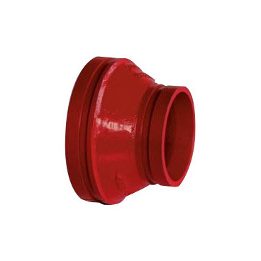 Redução concêntrica ranhurado 6'' x 4'' pintado vermelho (RAL 3000)