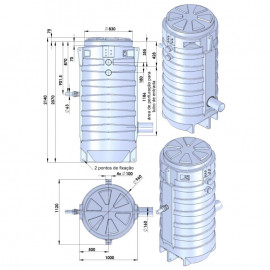 Estação elevatória de soterrar: depósito 1300 l + 2 bombas submersíveis trituradoras monofásicas SANIFOS 1300 SFA