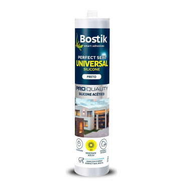 Silicone acético Perfect Seal Universal Silicone preto 280 ml Bostik