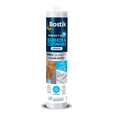 Silicone acético Perfect Seal Banhos e Cozinhas Sanitário branco 280 ml Bostik