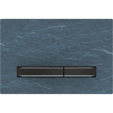 Placa de comando Sigma50 quadrada, dupla descarga, ardósia Mustang e teclas cor de metal cromado preto, Geberit 115.671.JM.2