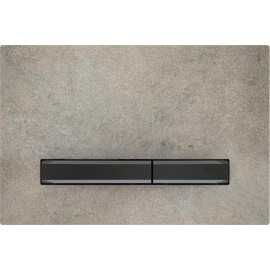 Placa de comando Sigma50 quadrada, dupla descarga, aspeto betão e teclas cor de metal cromado preto, Geberit 115.671.JV.2