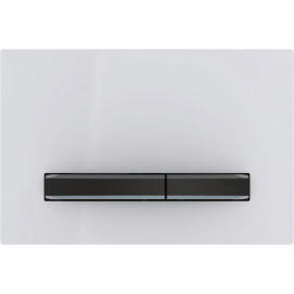 Placa de comando Sigma50 quadrada, dupla descarga, branca e teclas cor de metal cromado preto, Geberit 115.671.11.2