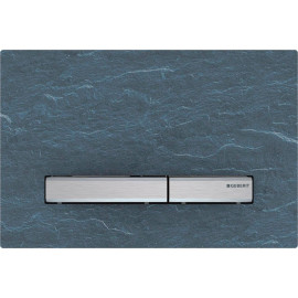 Placa de comando Sigma50 quadrada, dupla descarga, ardósia Mustang e teclas cor de metal cromado, Geberit 115.788.JM.2