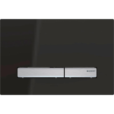 Placa de comando Sigma50 quadrada, dupla descarga, preta e teclas cor de metal cromado, Geberit 115.788.DW.2