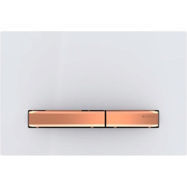Placa de comando Sigma50 quadrada, dupla descarga, branca teclas cor de metal ouro rosa, Geberit 115.670.11.2