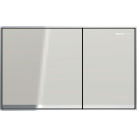 Placa de comando de descarga Sigma60 para descarga dupla, alinhada à face, cinzento areia espelhado, cromado brilhante, Geberit