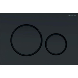 Placa de comando Sigma20 redonda, descarga dupla, lacado mate preto, easy-to-clean e anéis pretos, Geberit 115.882.16.1