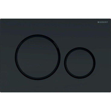 Placa de comando Sigma20 redonda, descarga dupla, lacado mate preto, easy-to-clean e anéis pretos, Geberit 115.882.16.1