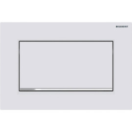 Placa de comando Sigma10 quadrada, descarga interrompível, aparafusável, lacado mate branco, easy-to-clean e faixa cromada, Ge