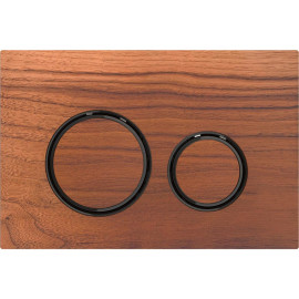 Placa de comando Sigma50 redonda, dupla descarga, nogueira americana e anéis cor de metal cromado preto, Geberit 115.651.JX.1