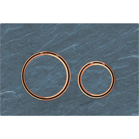 Placa de comando Sigma50 redonda, dupla descarga, ardósia Mustang e anéis cor de metal ouro rosa, Geberit 115.650.JM.1