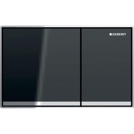 Placa de comando Omega60 quadrada, dupla descarga, alinhada à face, lava espelhado e faixa cromado brilhante, Geberit 115.081.J