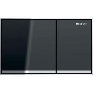 Placa de comando Omega60 quadrada, dupla descarga, alinhada à face, lava espelhado e faixa cromado brilhante, Geberit 115.081.J