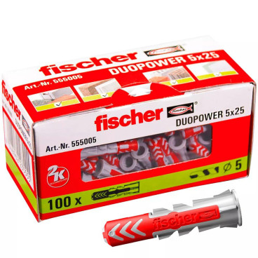 Buchas Duopower 5x25, caixa de 100 un, Fischer