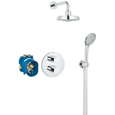 Conjunto de duche Grohtherm 3000 Termostático Cosmopolitan, espelho redondo, Grohe 34399000