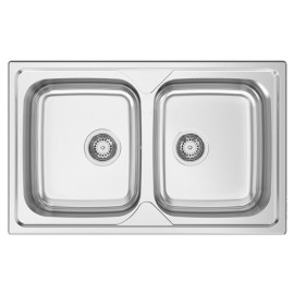 Lava-louça OKIO PLUS 80 BB, 2 cubas 800x500 mm, polido, com válvulas e sifão incluídos, Rodi G16J7KF20021A0