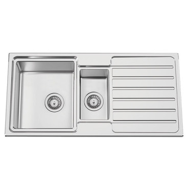 Lava-louça FUSION100, 2 cubas, 1000x500 mm, com válvulas e sifão incluídos, Rodi G16S7KL3S323A0