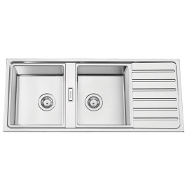 Lava-louça FUSION116, 2 cubas, 1160x500 mm, com válvulas e sifão incluídos, Rodi G16S7KO2S320A0