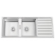 Lava-louça FUSION120, 2 cubas, 1200x500 mm, com válvulas e sifão incluídos, Rodi G16S7KP2S320A0