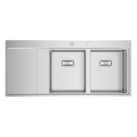 Lava-louça XERON 116, cubas à direita, 1160x520 mm, com válvulas e sifão incluídos, Rodi L08X2MO2F148A2