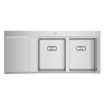 Lava-louça XERON 116, cubas à direita, 1160x520 mm, com válvulas e sifão incluídos, Rodi L08X2MO2F148A2