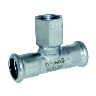 Tê Roscado ao centro 76 x 1'' x 76 inox AISI 316L de cravar Inoxpres