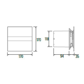 Extrator E Glass E-120 GT branco, saída 120 mm, 210 m3/h, com temporizador 3 a 15 min, CATA 00901100