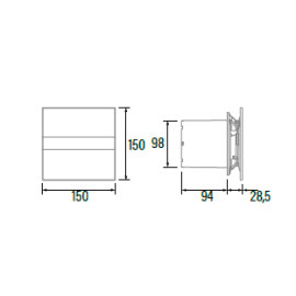 Extrator E Glass E-100 GTH BK preto, saída 100 mm, 115 m3/h, com detetor de humidade e temporizador, CATA 00900602