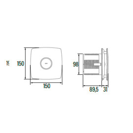 Extrator X-MART 10 INOX H, saída 100 mm, 98 m3/h, com detetor de humidade, CATA 01044000