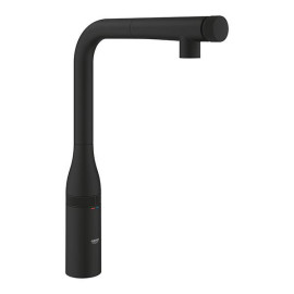 Torneira monocomando de cozinha bica L com chuveiro extraível Essence Smartcontrol, preto mate, Grohe 31928KF0