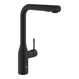 Torneira monocomando de cozinha bica L com chuveiro extraível Essence, preto mate, Grohe 30504KF0