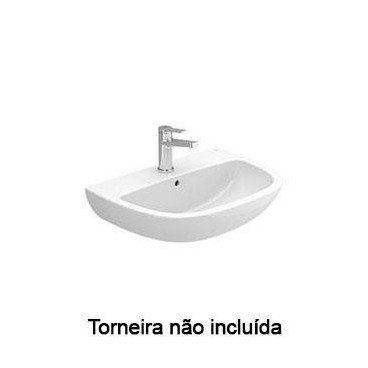 Lavatório CENT 60 mural (600x450x200), com furo para torneira, com furo de nível, branco, Sanitana S10208917200000