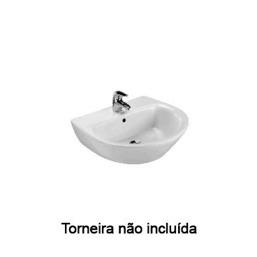 Lavatório POP ART 51 pousar-mural (505x440x185) com furo para torneira, com furo de nível, branco, Sanitana S10078236200000