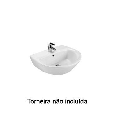 Lavatório POP ART 62 pousar-mural (620x485x185) com furo para torneira, com furo de nível, branco, Sanitana S10078436200000