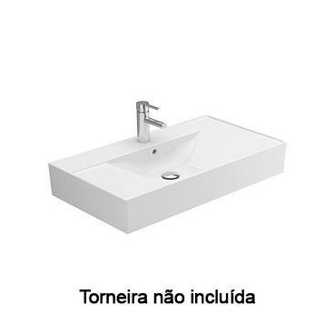 Lavatório ALBUS 81, mural (810x455x145) com furo para torneira, com furo de nível, branco, Sanitana S10200216900000