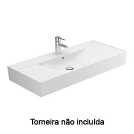 Lavatório ALBUS 101, mural (1010x155x145) com furo para torneira, com furo de nível, branco, Sanitana S10200917200000