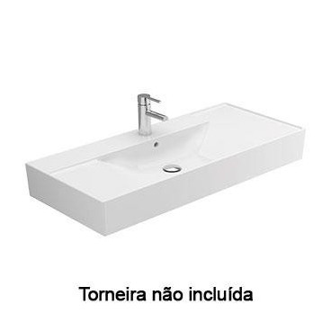 Lavatório ALBUS 101, mural (1010x155x145) com furo para torneira, com furo de nível, branco, Sanitana S10200917200000