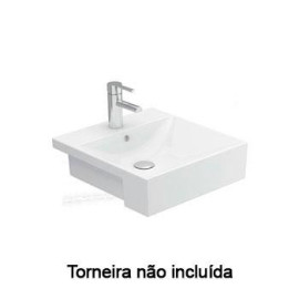 Lavatório ALBUS 45, semi-encastre (450x475x150) com furo para torneira, com furo de nível, branco, Sanitana S10201017600000