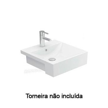 Lavatório ALBUS 45, semi-encastre (450x475x150) com furo para torneira, com furo de nível, branco, Sanitana S10201017600000