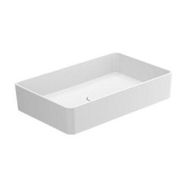 Lavatório HALO 60 Rectangular, pousar (600x380x140) sem furo para torneira, sem furo de nível, branco mate, Sanitana S10209250