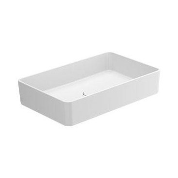 Lavatório HALO 60 Rectangular, pousar (600x380x140) sem furo para torneira, sem furo de nível, branco mate, Sanitana S10209250