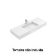 Lavatório EVEN 120, 1 cuba centrada, Solid Surface, com furo para torneira, sem furo de nível, com toalheiro, branco, Sanitana