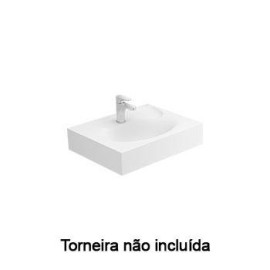 Lavatório SLEEK 60, Solid Surface, mural, com furo para torneira, sem furo de nível, sem toalheiro, branco, Sanitana S20202711