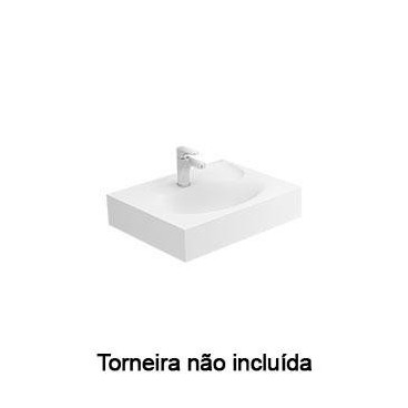 Lavatório SLEEK 60, Solid Surface, mural, com furo para torneira, sem furo de nível, sem toalheiro, branco, Sanitana S20202711