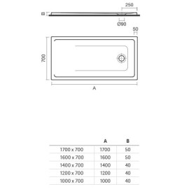 Base de duche VITA 1000x700x40, Retangular, pousar, lisa, branco, Sanitana S20210400000000