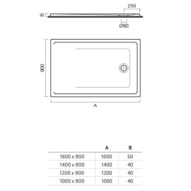 Base de duche VITA 1200x900x40, Retangular, pousar, lisa, branco, Sanitana S20211100000000